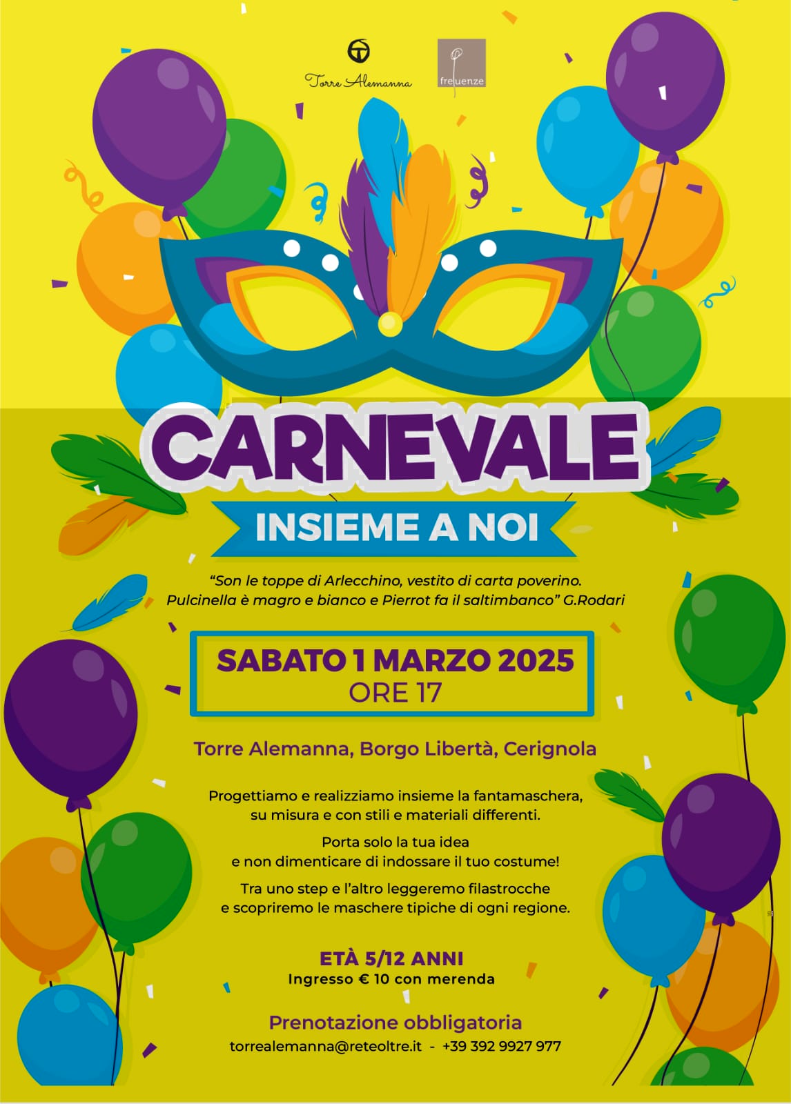 Carnevale a Torre Alemanna tra colori, risate e la fantamaschera