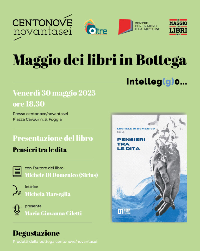 Foggia, “Pensieri tra le dita”: le poesie di Sirius da centonove/novantasei