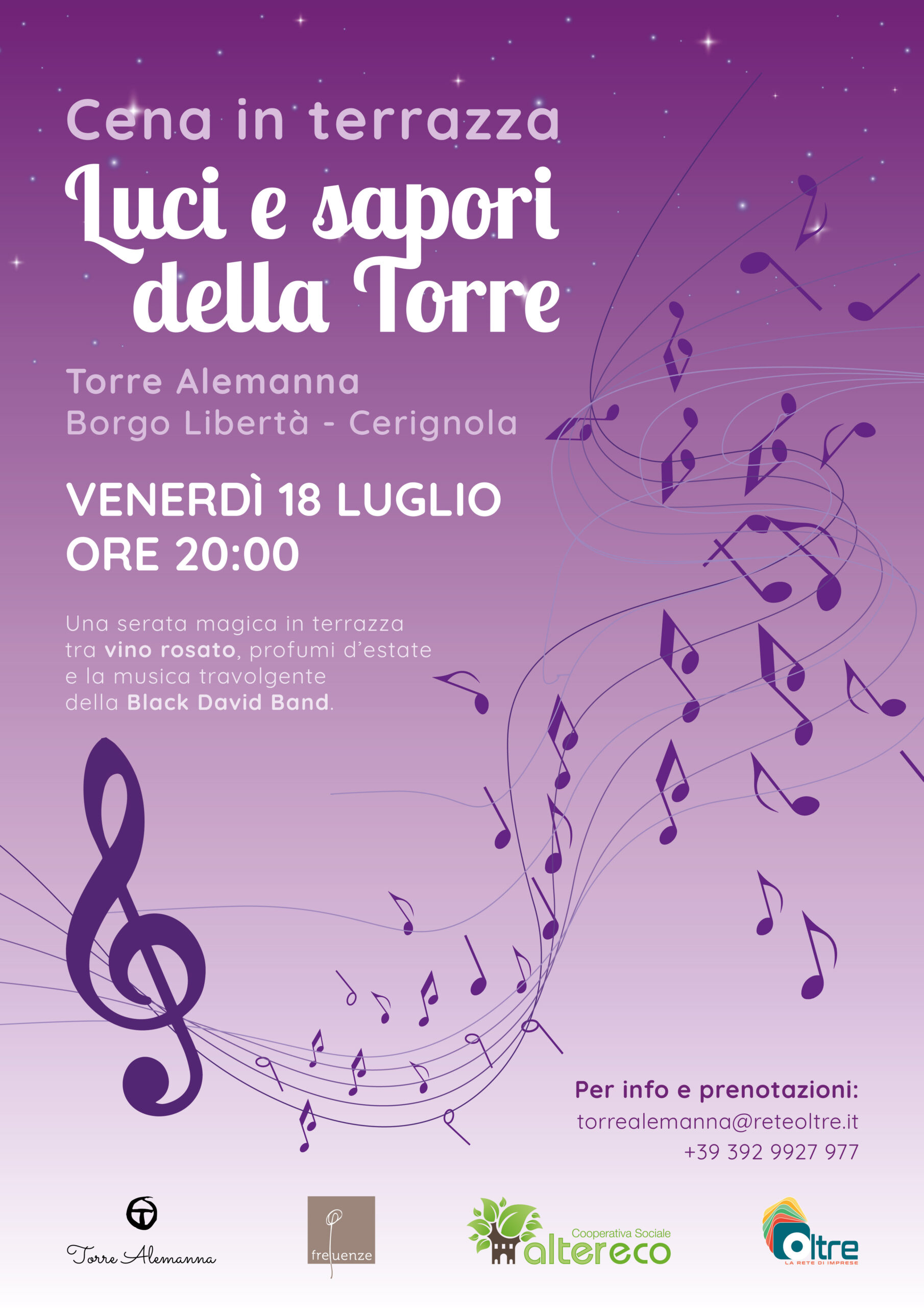 Luci e sapori di Torre Alemanna: una cena in terrazza tra cibo e musica