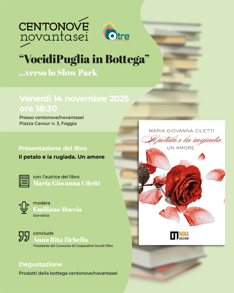 Foggia, “Il petalo e la rugiada”. Le poesie di Maria Giovanna Ciletti in bottega